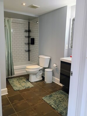 Hair dryer, towels, soap, toilet paper - Edge of Downtown Cincinnati Two Floor Condo (Cincinnati)