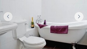 Shower, deep soaking tub