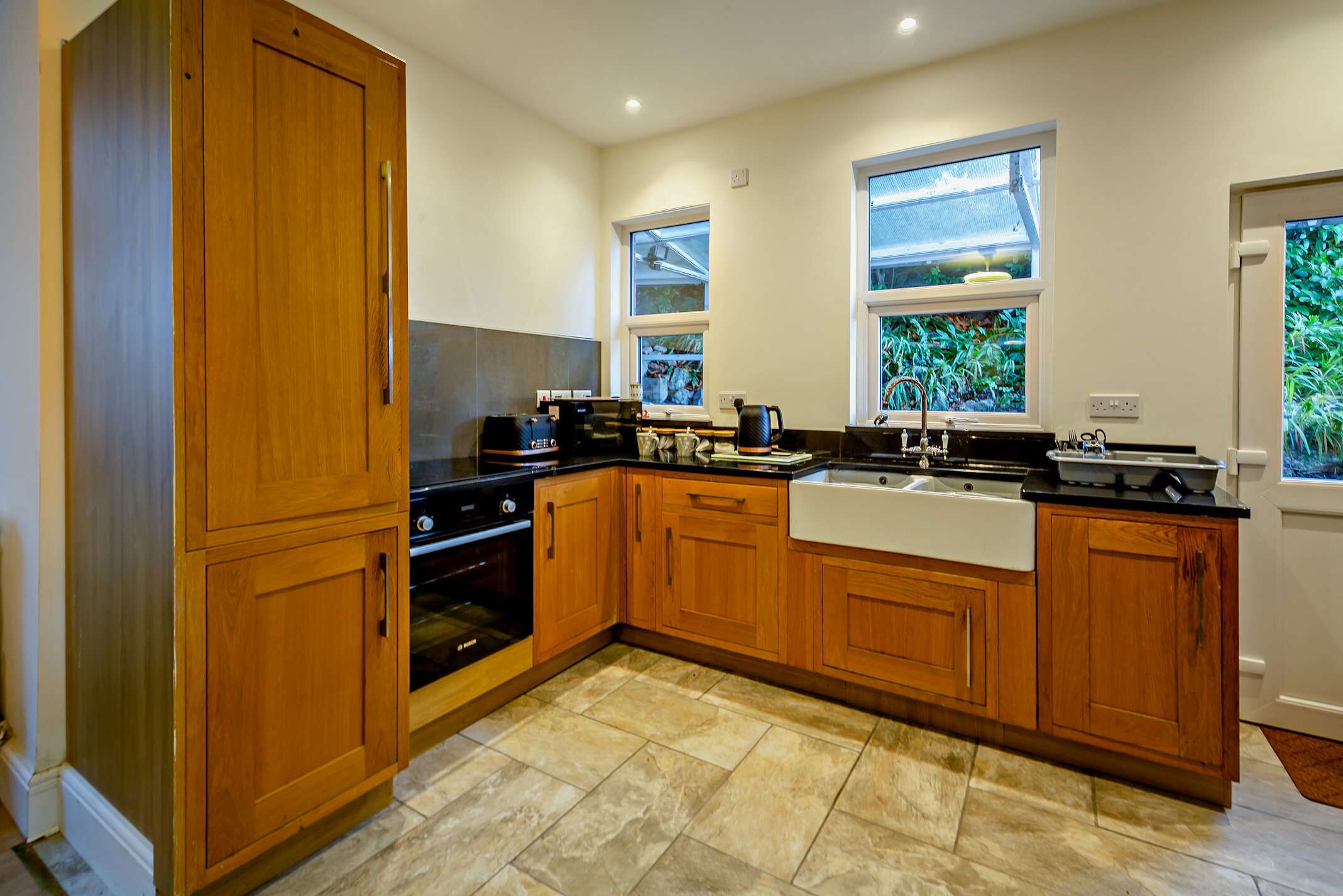 Fridge, microwave, oven, electric kettle