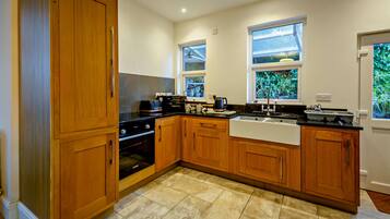 Fridge, microwave, oven, electric kettle