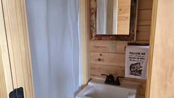 Shower, hair dryer, soap