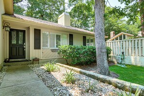 A residential house with a front porch, a mailbox, and a small garden area with gravel and plants. - 2 Mi to Coligny Beach! HHI Home w/ Deck (Hilton Head Island)
