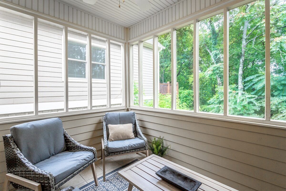 Screened porch seating for a slower pace
