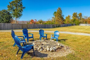 Adirondack chairs for stories around the fire pit - 2 Apartments with Country Views | Dog Friendly! (Rossville)