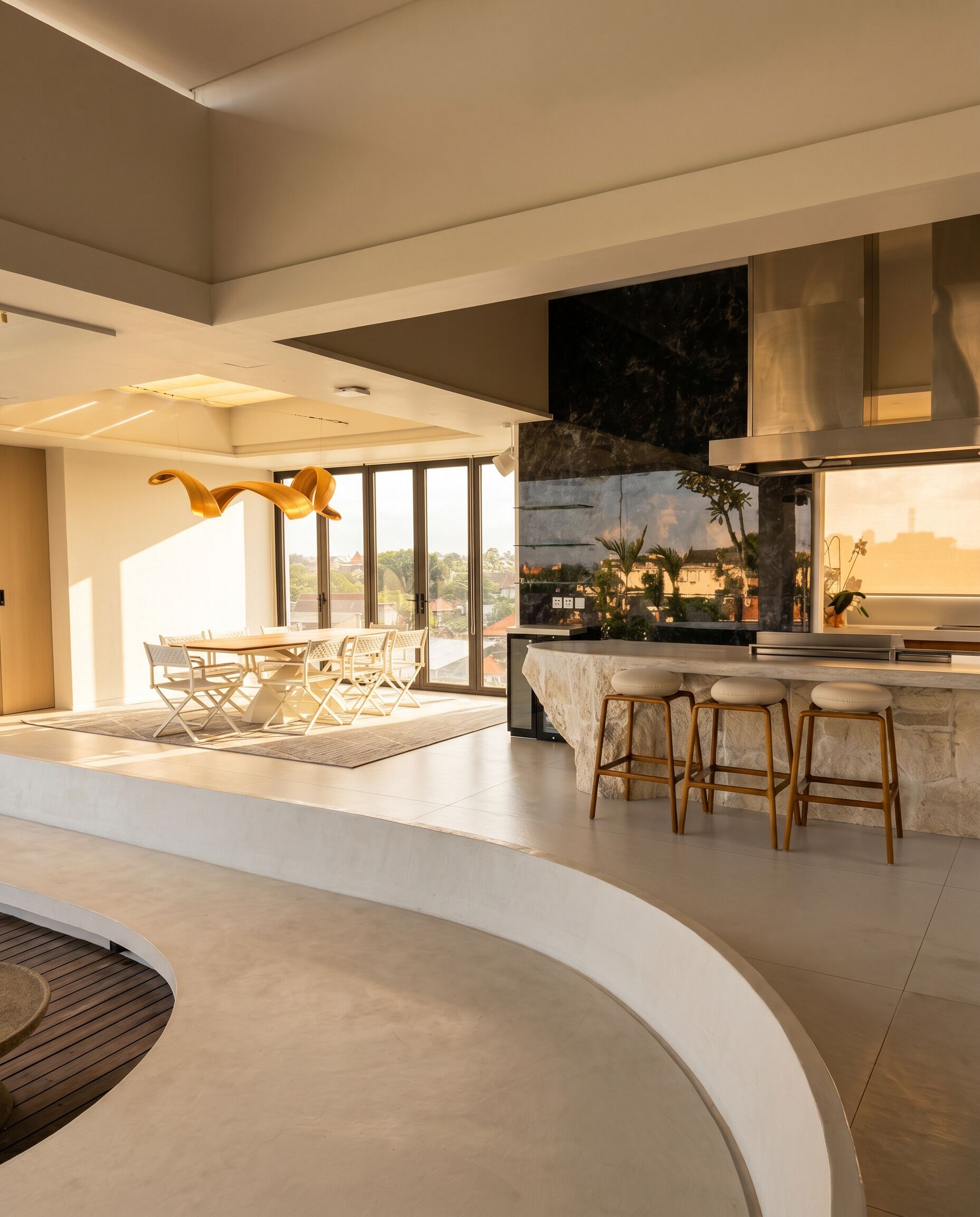 Penthouse Mewah, 1 Tempat Tidur King dengan tempat tidur Sofa, kolam renang pribadi | Tempat makan