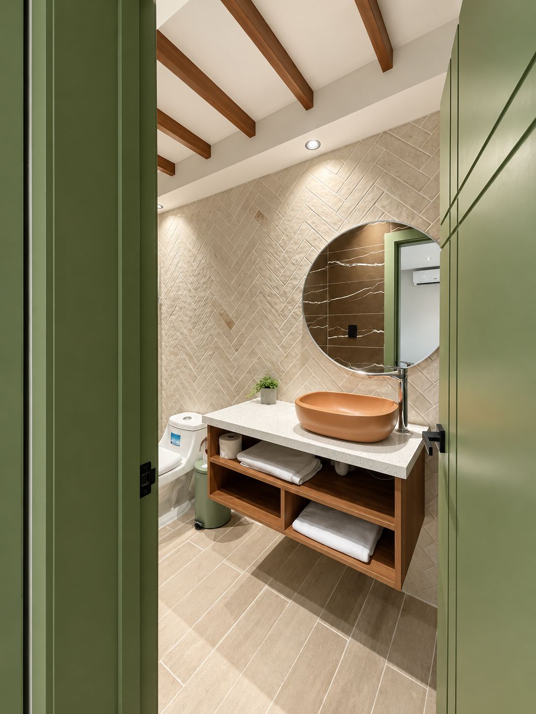 Shower, towels, soap, toilet paper