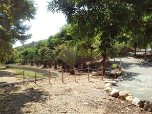 A paved pathway with a rope barrier, surrounded by trees and shrubs. - Apartment 'Casa De Panorama' with Lake View, Wi-Fi and Air Conditioning (Xeresa)