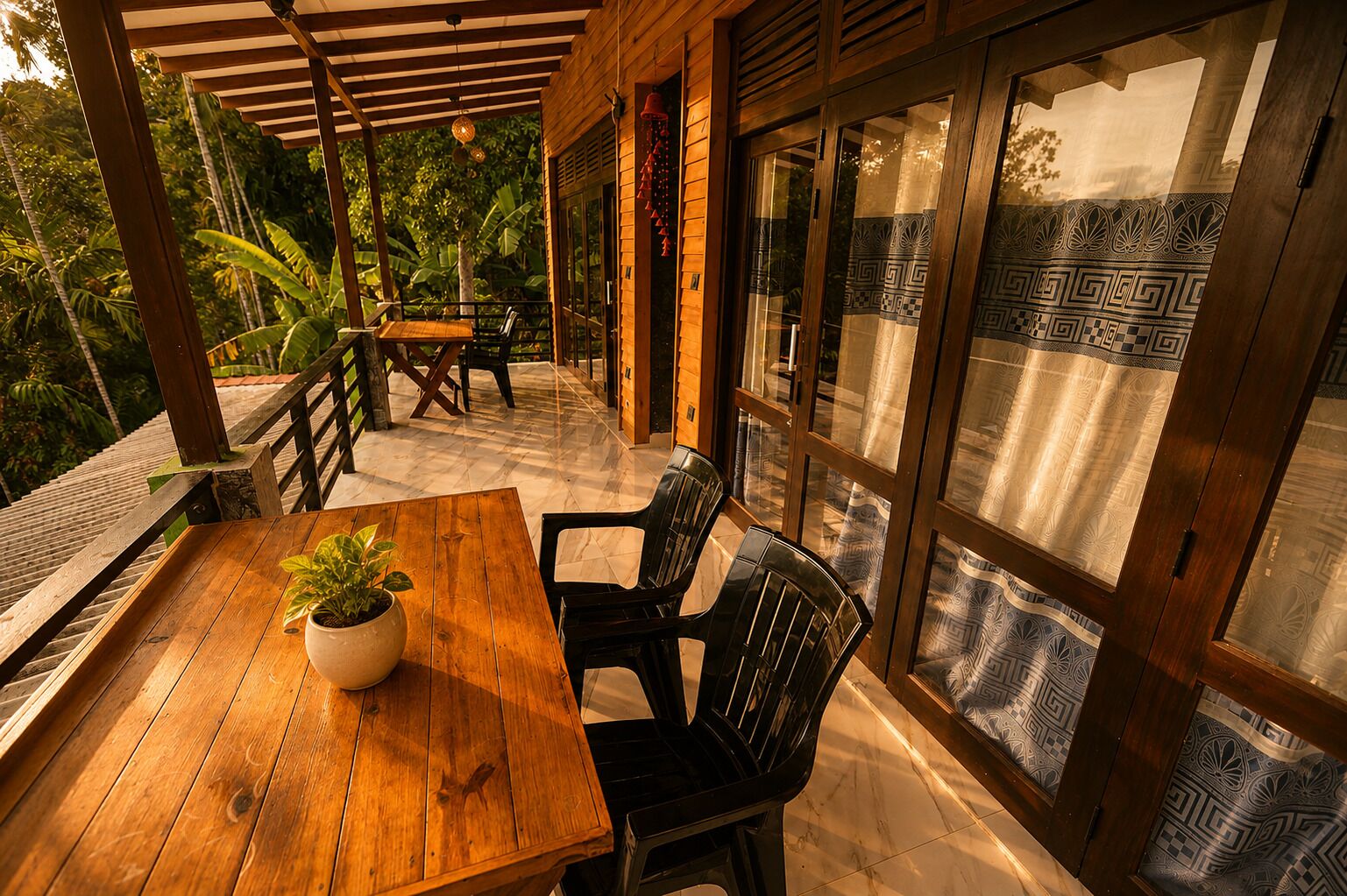 Habitación doble Deluxe, 1 cama King size, baño privado, vista a la montaña | Restaurante al aire libre