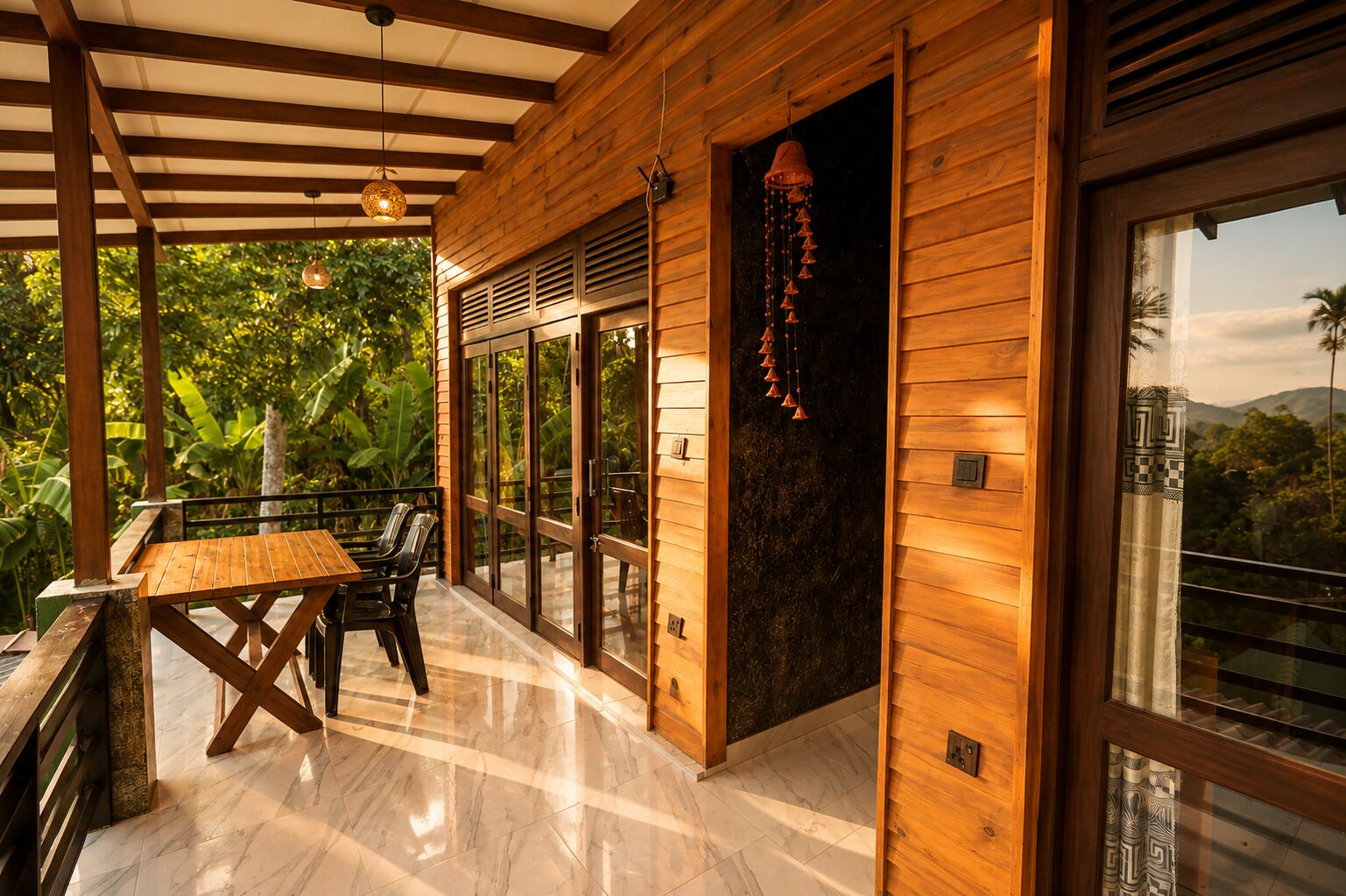 Habitación doble Deluxe, 1 cama King size, baño privado, vista a la montaña | Restaurante al aire libre
