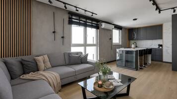 Superior Apartment, Balcony, Courtyard View | Living area | 40-inch flat-screen TV with cable channels, Netflix, Hulu