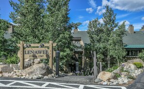 A wooden sign with the name "Lenawee" and the years "1724 to 1747" indicating a historical site. - Lake View | Top Floor | Shared Pool (Keystone)