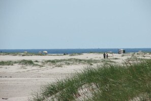 A beach with sand dunes and a few people walking. - Holiday apartment with 3 bedrooms (Wittdün)