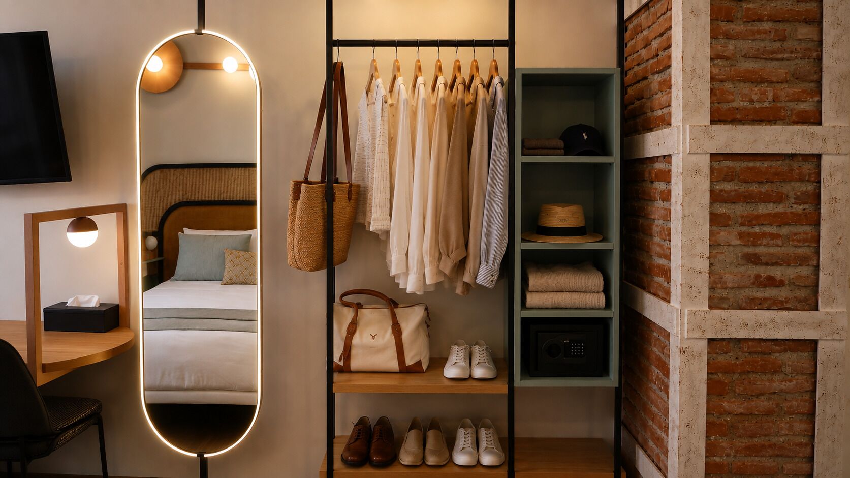 Minibar con artículos gratuitos y escritorio