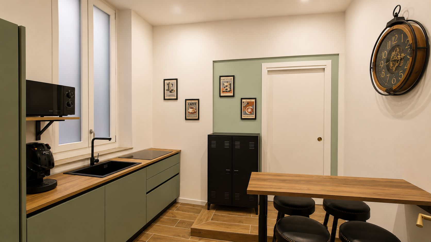 Mini-fridge, oven, stovetop, dishwasher