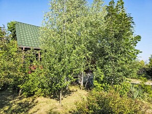 A residential area with a house featuring a green roof, surrounded by dense greenery and trees. - Oaza spokoju by Interhome (Borszowice)