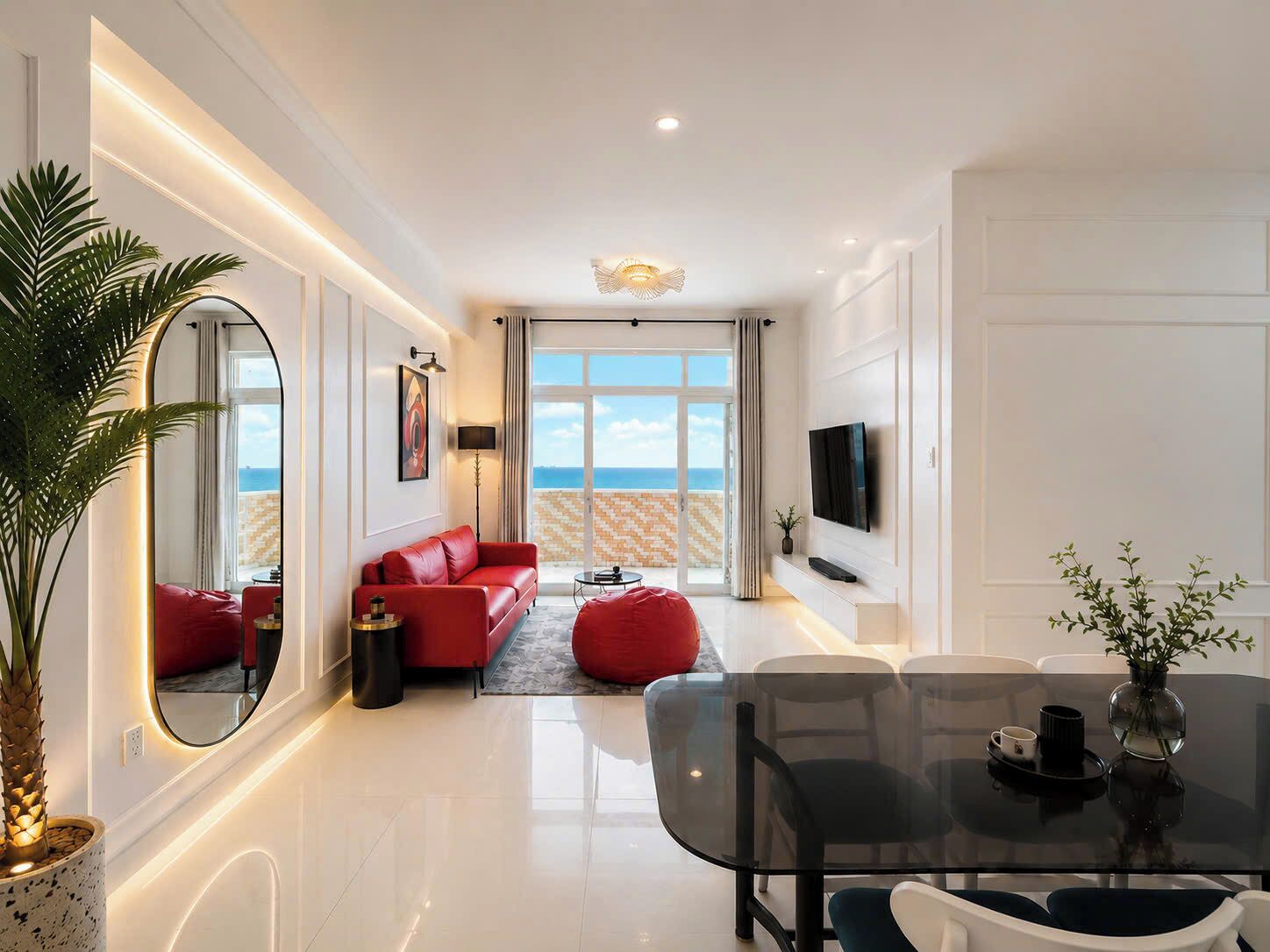 Deluxe Apartment, Balcony, Beach View | Dining