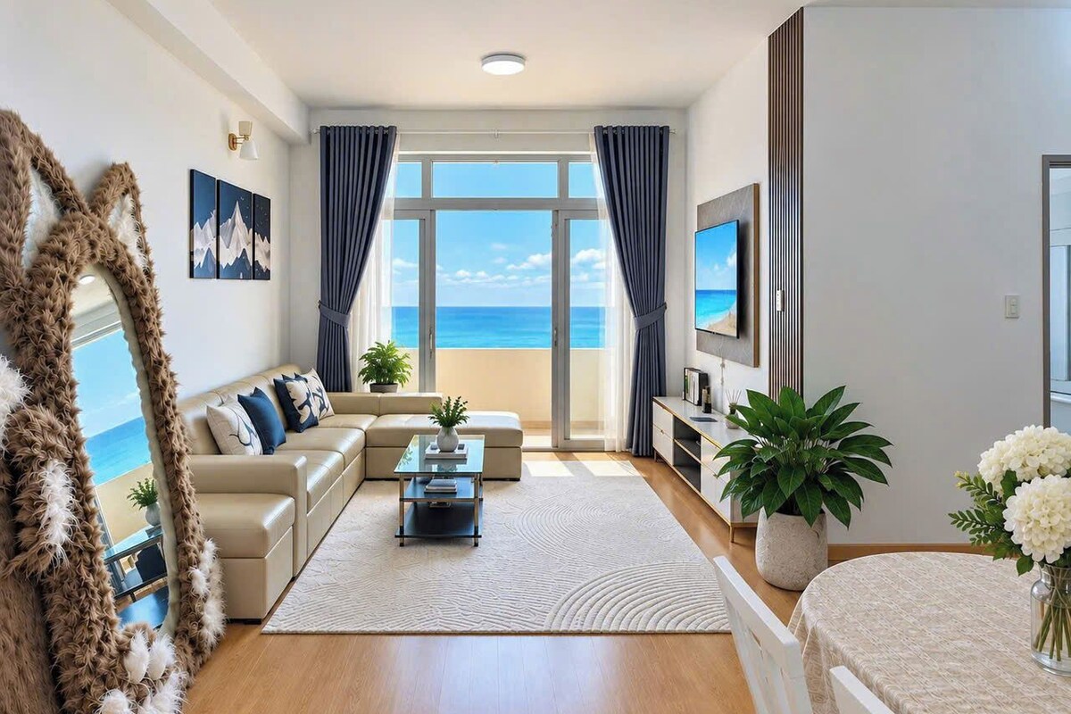 Panoramic Apartment, 2 Bedrooms, Balcony, Ocean View (1102) | Ruang tamu | 43 inci televisyen dengan kabel 