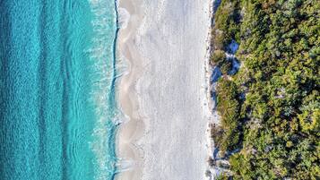 On the beach, beach towels