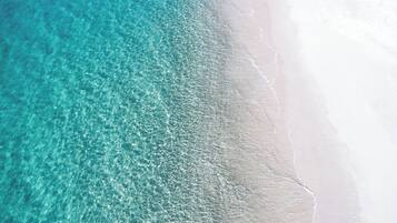 On the beach, beach towels