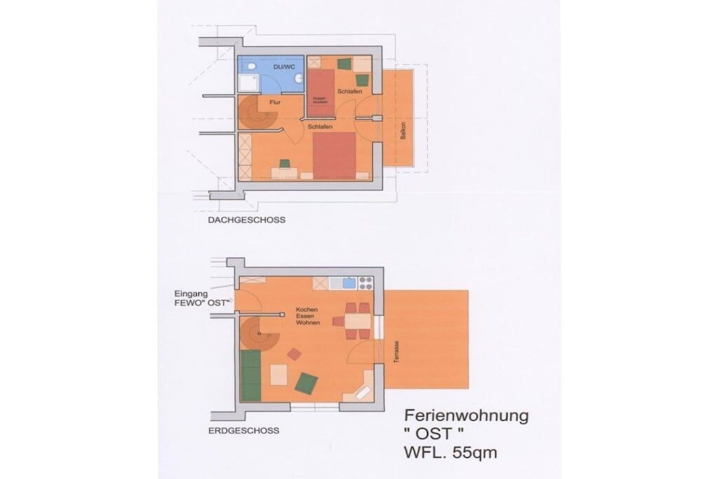 Dos planos de distribución de un hotel con diseño de entrepiso y planta baja, que incluyen zonas de comedor, descanso y cocina.