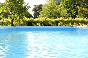 A clear blue swimming pool surrounded by lush green trees. - Manor House Near the Castles of the Loire Valley (Neuillé-Pont-Pierre)