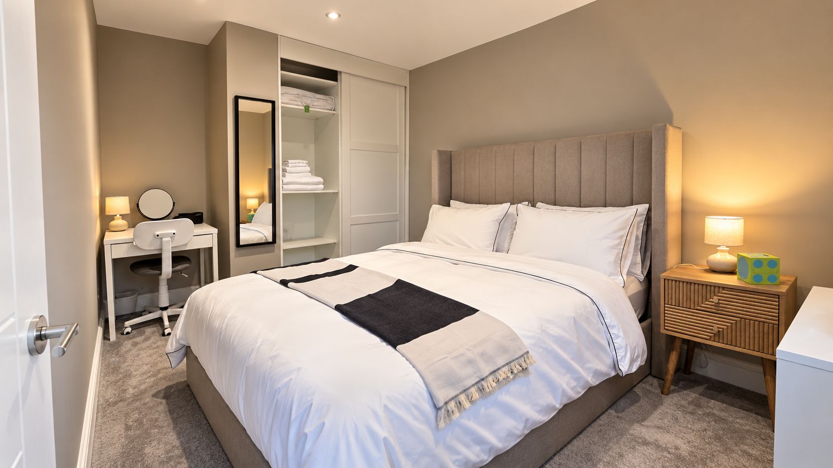 Modern Taupe Bedroom Interior