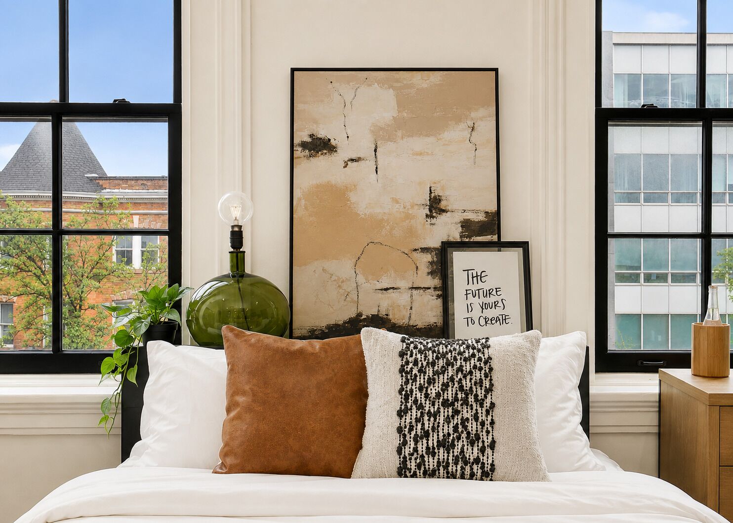 Estudio de lujo | Espacio para trabajar con laptop y cortinas blackout 