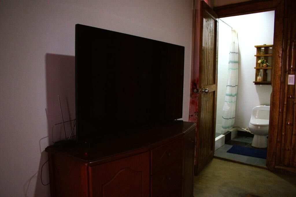 Habitación doble estándar, baño privado, vista al jardín | Baño | Toallas, jabón, shampoo, papel de baño 