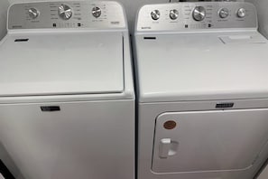 Two Maytag front-loading washing machines. - Remodeled Townhouse with Pool, Private Hot tub & Fireplace - Near National Park (Moab)