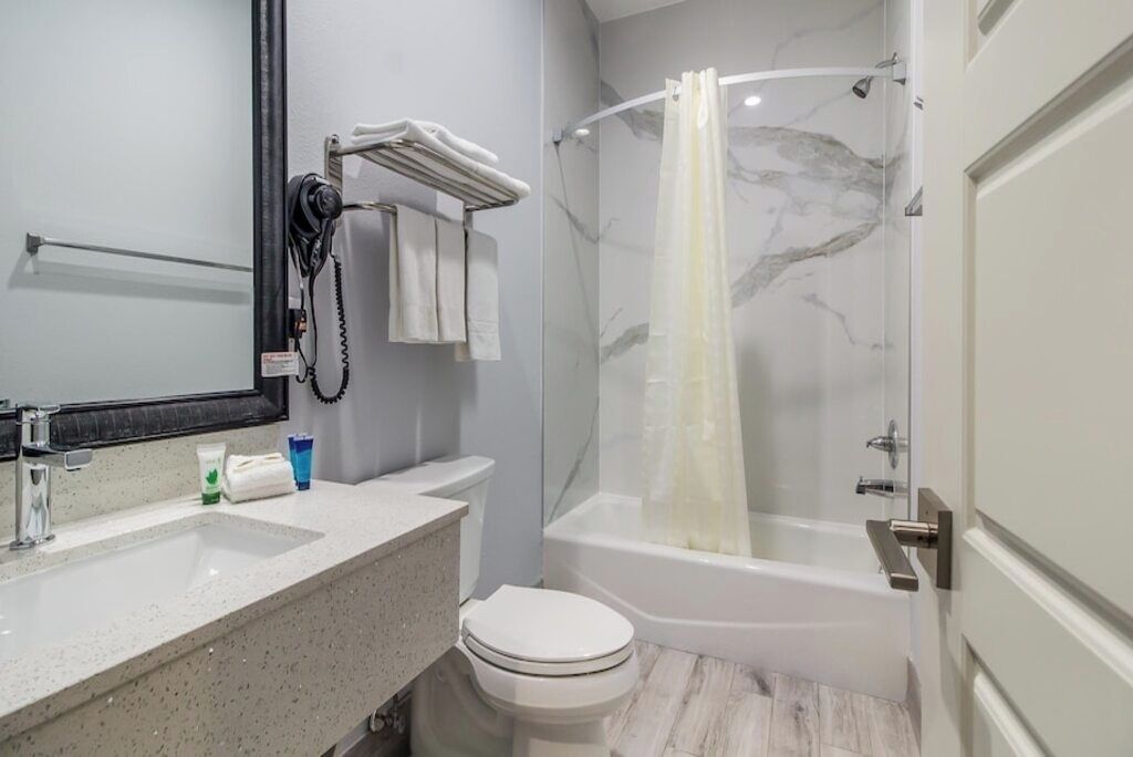 Hair dryer, towels