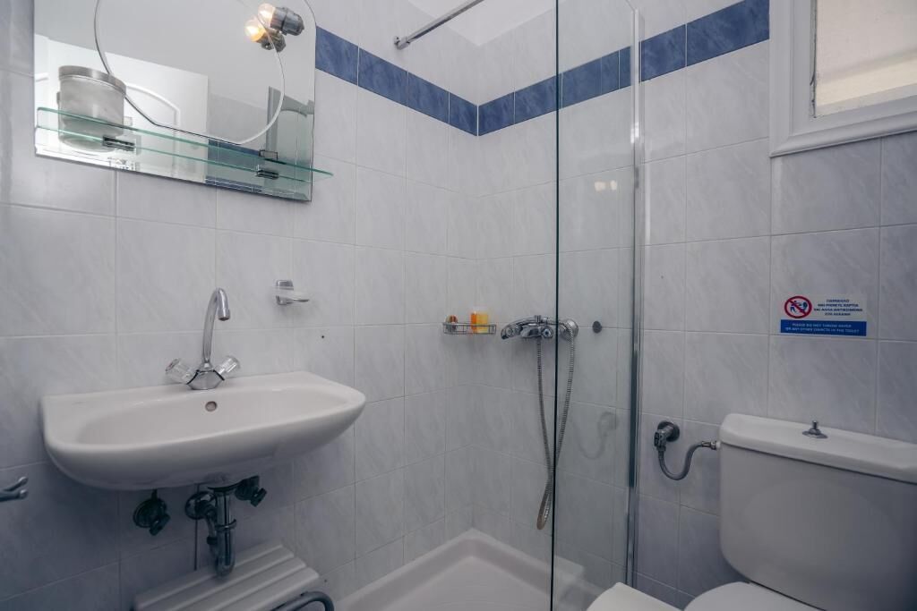 Estudio clásico, vistas al jardín | Baño | Ducha, secador de pelo, toallas y jabón