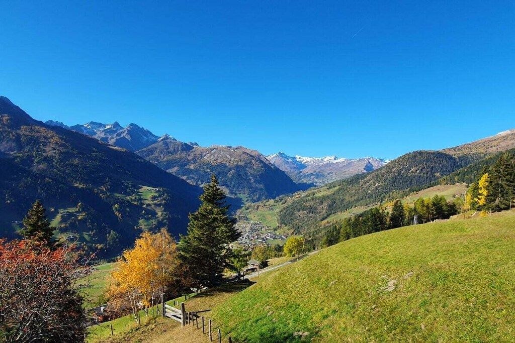 A mountainous landscape with a clear sky.