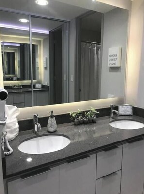 Bathroom - Steps from Beach Luxury Apt (Carolina)