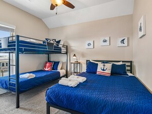Third Bedroom - Queen Bed + Twin/Twin Bunk Bed - Second Floor - Bayview Pool Retreat | Private Pool + Stunning Views (Galveston)