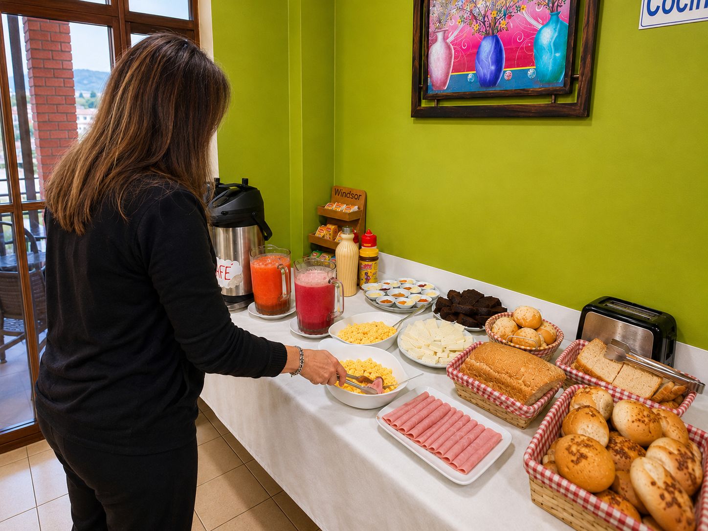 Free daily buffet breakfast