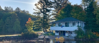 Sunset views from quaint lakeside cottage