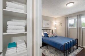 Bedroom (Queen) | Linens & Towels Provided - Extended Stay Apt #5 • 1 BD-Full Kitchen • Downtown McMinnville (McMinnville)