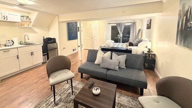 Living area - Private Lower-Level Studio Bath, Kitchenette & Laundry (Woodbridge)