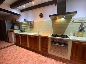 A kitchen with a stove, sink, and wooden cabinets.
