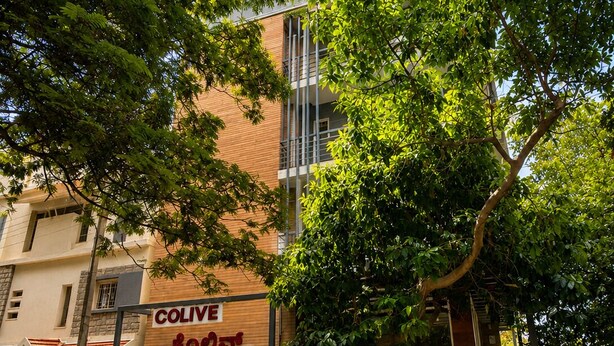 A building with a sign that reads 'COLIVE' and a tree in front. - C Suites Cardiff (Bengaluru)