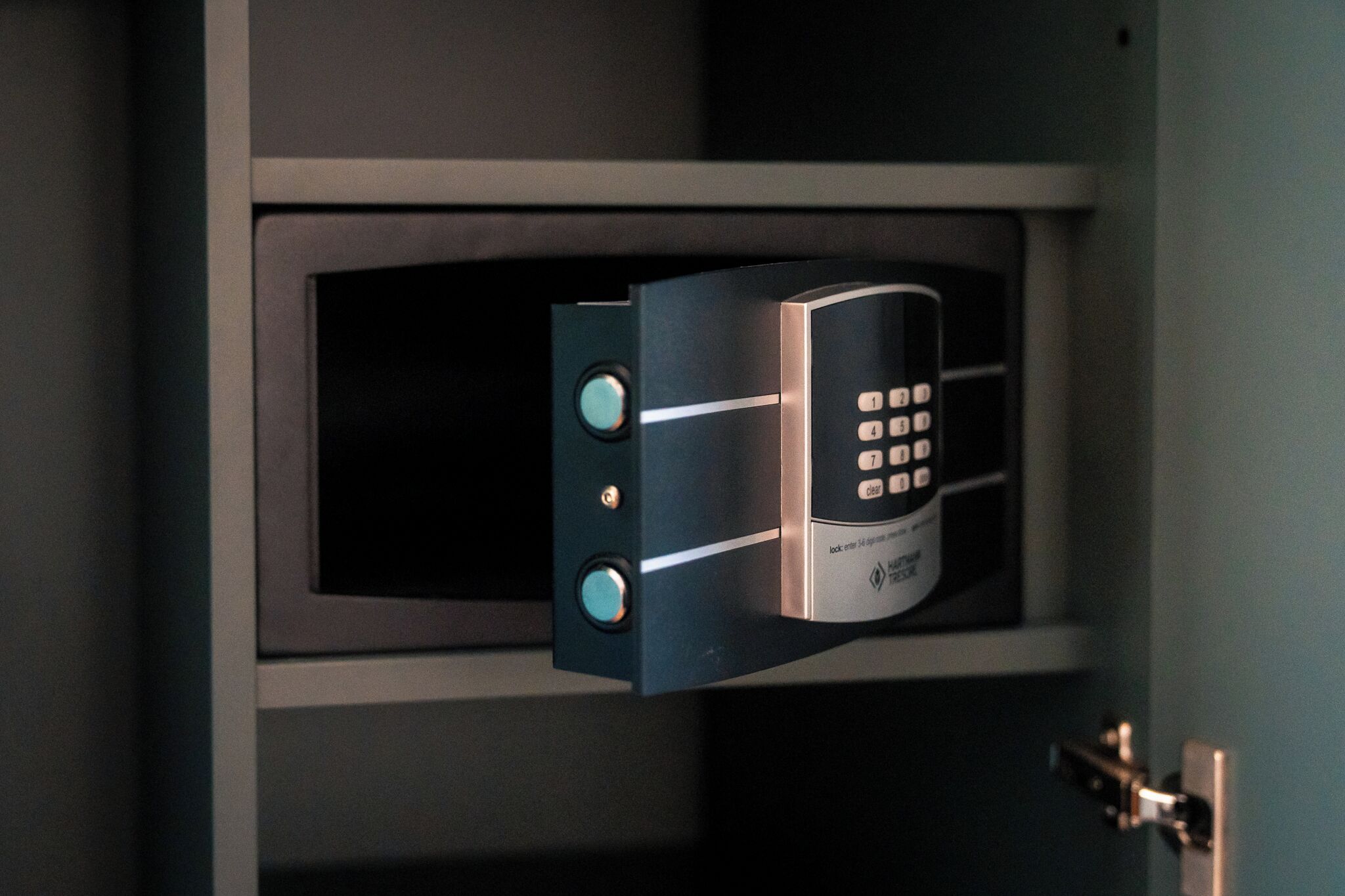 A secure storage unit with a combination lock.