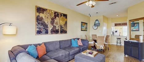 TV, fireplace, offices