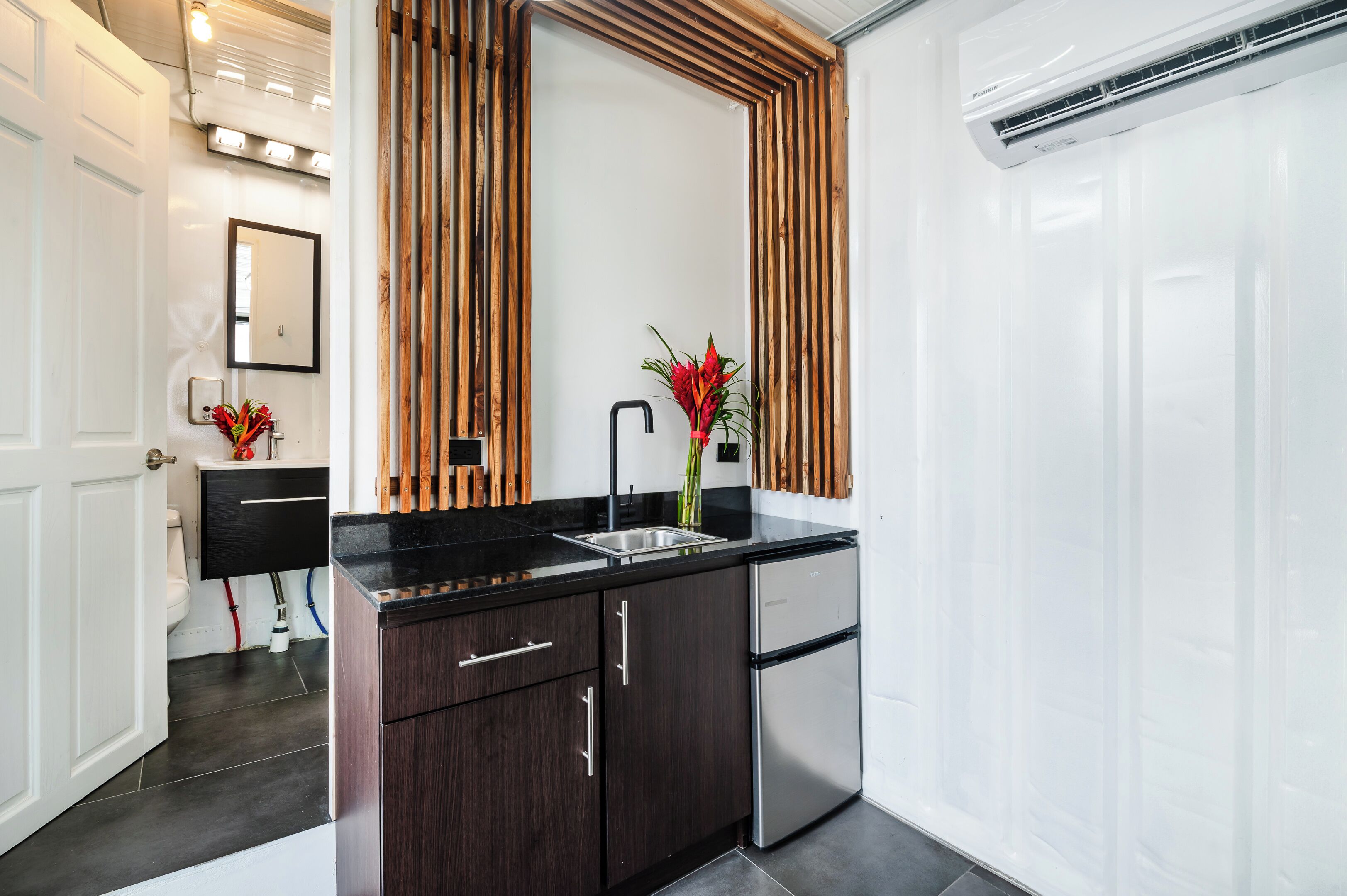 Luxury Apartment, Pool View | Private kitchen | Mini-fridge, stovetop, cookware/dishes/utensils