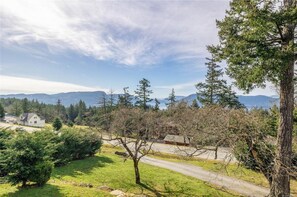 A rural landscape with a road, a house, and a large tree. - Cabin Retreat w/Sauna & Cold Plunge (Salt Spring Island)