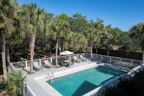 A rectangular pool with a white deck and a white fence surrounding it. - Pet Friendly with Private Pool, Near Beach- Gindarra by Royal Destinations (Santa Rosa Beach)