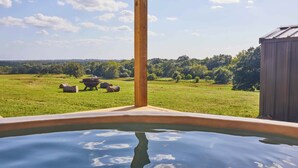 Outdoor spa tub - Luxe Farmhouse with Scenic Views and Cowboy Pool (Fayetteville)