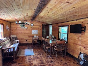 Living area - Cozy & Private Solar Powered 3BR Family Cabin Near Seneca Lake Wine Trail (Ovid)