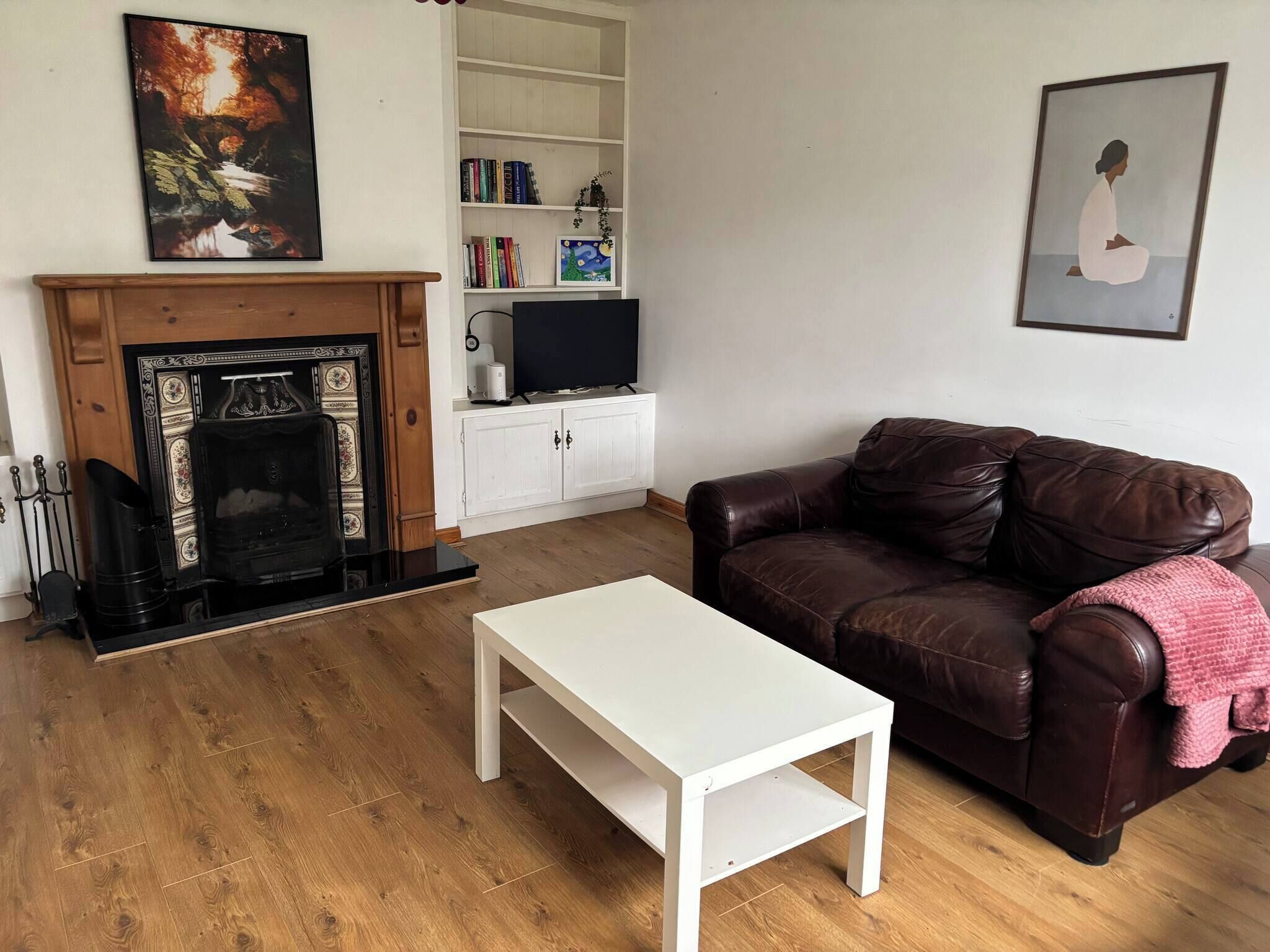 TV, fireplace