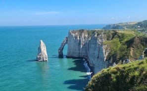 A coastal landscape with cliffs and a clear view of the sea. - PORT in Sight (Fécamp)