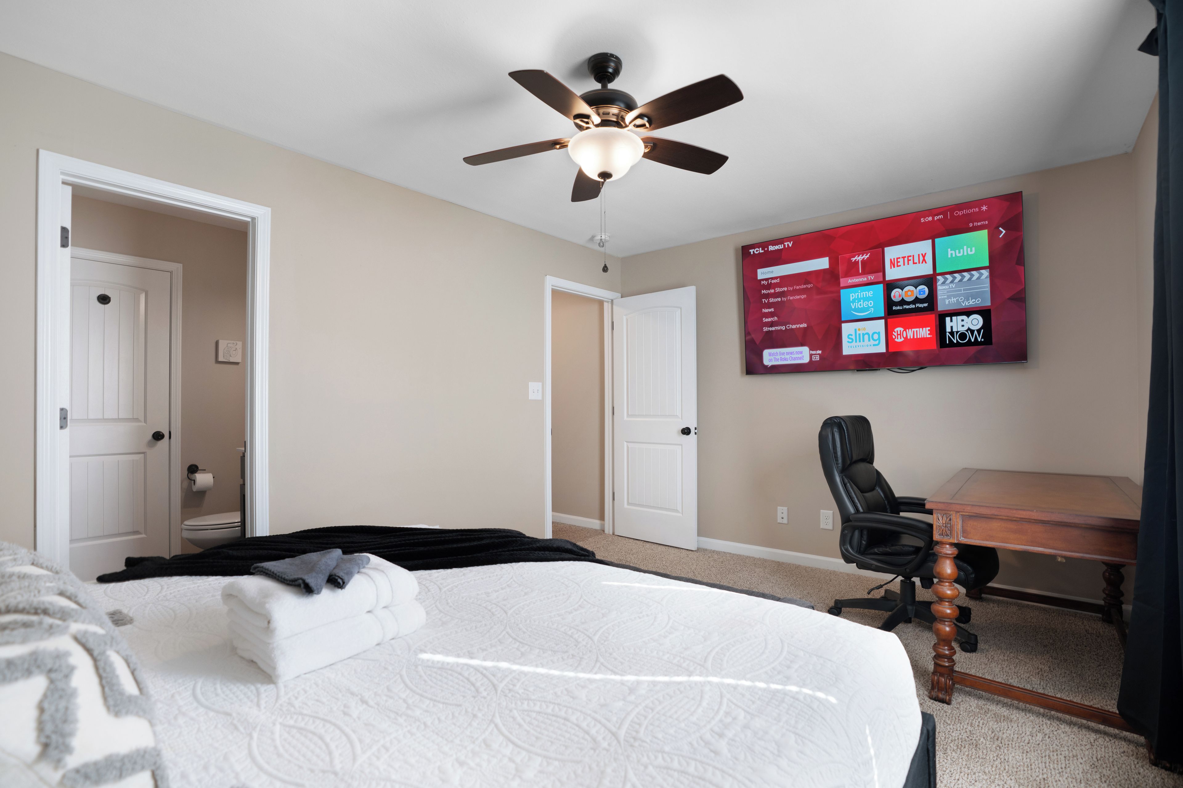 Desk, iron/ironing board, travel crib, WiFi (free)